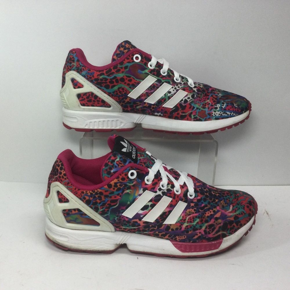 Adidas Torsion Zx Flux Running Shoes Womens Size 6.5 Trainers Pink Art Design